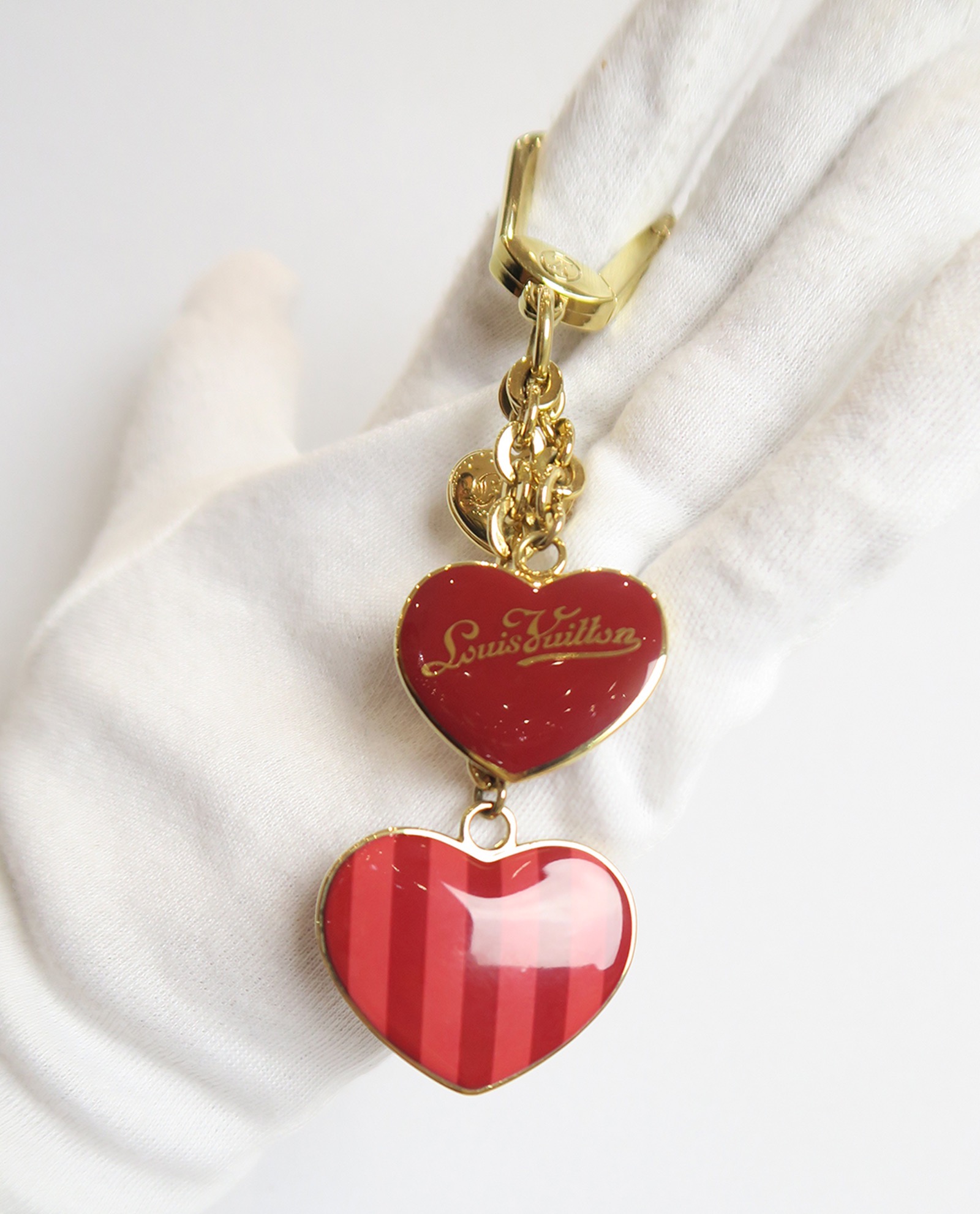 Louis Vuitton Triple Heart Bag Charm, &pound;160, Accessories, Gold, Back view